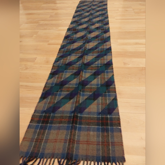 CHRISTIAN DIOR Blue & Red Plaid Wool Scarf Unisex - Picture 2 of 6